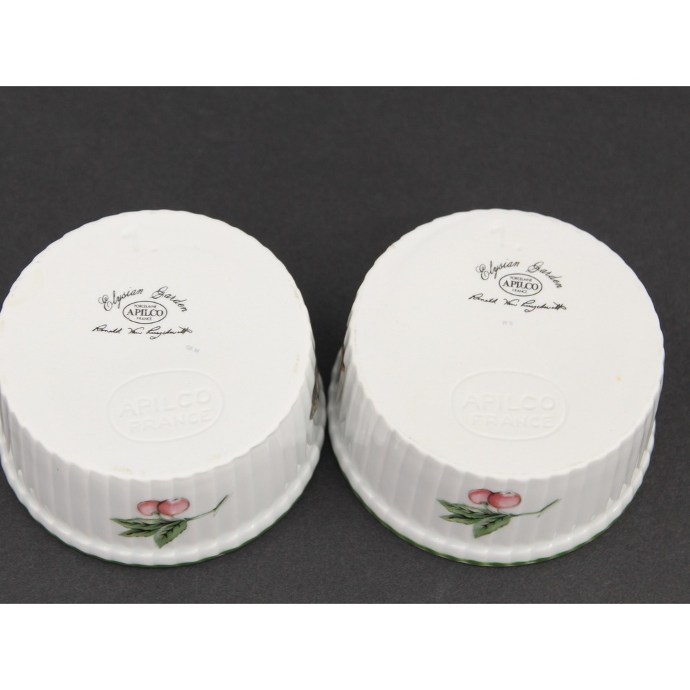 Apilco Elysian Garden Mini Ramekins Set 2 French Porcelain White - Picture 7 of 8